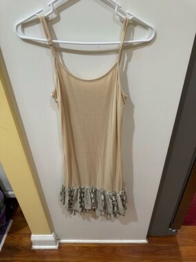 Oddi Neutral Cream Ruffle-Hem Spaghetti Strap Camisole